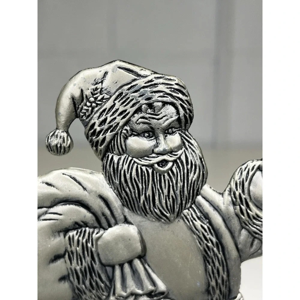 Pewter Santa Stocking Holder Hanger Bag Gifts Christmas‎ Teddy Bear Silver Tone
